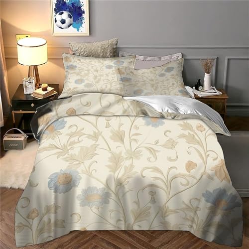 Parure de lit microfibre motif floral King 220x240cm vintage 3D - 6
