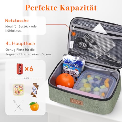 Lifewit Kühltasche Klein, Lunchbox, Lunchtasche, Faltbar Isoliertasche 4L – Ansicht 2
