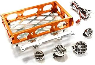 Integy RC Model C26597ORANGE Realistic 1/10 Scale Alloy Luggage Tray 97x116x29mm with 4 LED Spot Light Set