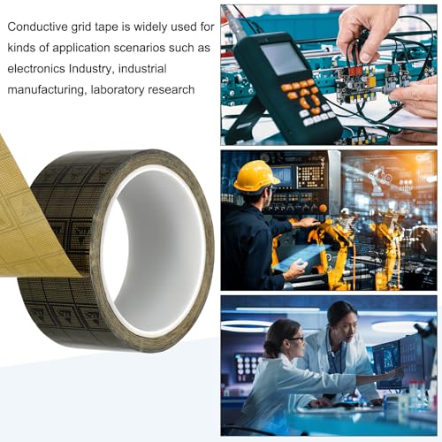 Image of PATIKIL Antistatic Tape, 2.36 Mil Thick, 1-7 /8 Inch x 39 Yards Conductive Adhesive Grid ESD Tape for Circuit Board Laptop Mobile Phone Communication Electronics Parts, Black /Yellow