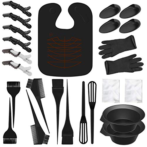 26 Pieces Hair Dye Coloring Kit-3 Sets Hair Dye Color Brush Hair Dye Comb and Mixing Bowl and Ear Cover,Hair Dyeing Gloves,DIY Salon Hair Dye Tools