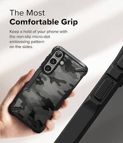 Image of Ringke Fusion-X Compatible with Samsung Galaxy S25 Case Cover Military Camo Hard Back Soft Flexible TPU Bumper Scratch Resistant Shockproof Protection S25 Back Cover - Camo Black