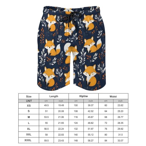 Hawaiian Shorts for Men - Comfy Smiling Cute Fox Print Mens Swim Trunks Bathing Suits with Mesh Lining2