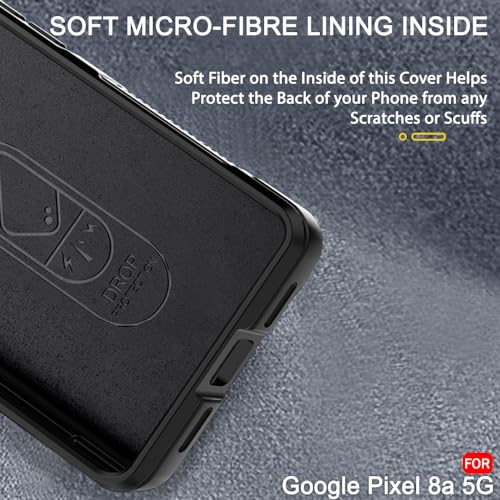 Image of TheGiftKart Liquid Silicon Back Cover Case for Google Pixel 8A | Shockproof Military Grade Protection | Micro-Fibre Cloth On Inner Side | Built-in Anti-Slip Grip Case Cover for Pixel 8A (TPU, Black)