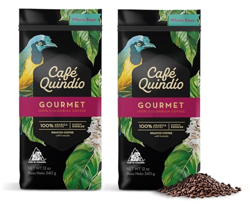 Image of Cafe Quindio Medium Roast 100% Colombian Excelso Whole Bean Arabica Coffee - Gourmet - 12 Ounce (Pack of 2)