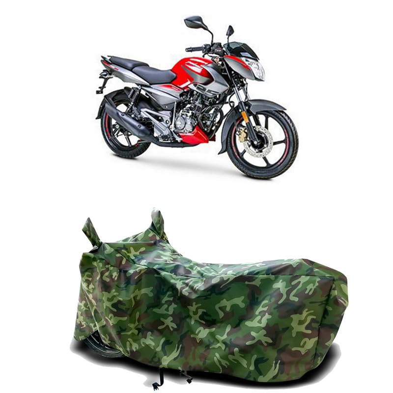 Image of DUFFEL-100% Heat Protection Two Wheeler Bike /Scooty Body Cover for Bajaj Pulsar NS125 BS6 Water Resistance /UV-Rays /Birds Dropping /Scratchproof /Dust Proof /Waterproof[Green Jungle Print]