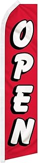 Open Red & White Swooper Advertising Flag - Perfect for Store Fronts, Businesses, Retailers, Shops, Events, Restaurants