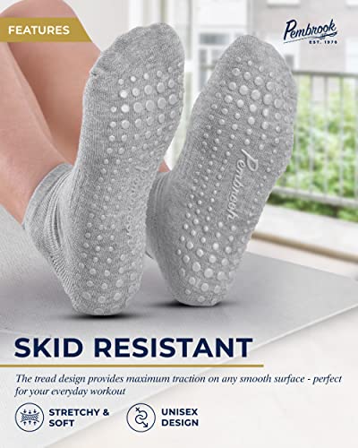 Pembrook Grip Socks For Women And Men - 6 Pairs Barre Socks With Grips For Women | Gripper Socks For Women | Yoga Socks For Men | Pure Barre Socks | Non Slip Socks Mens #TOP2