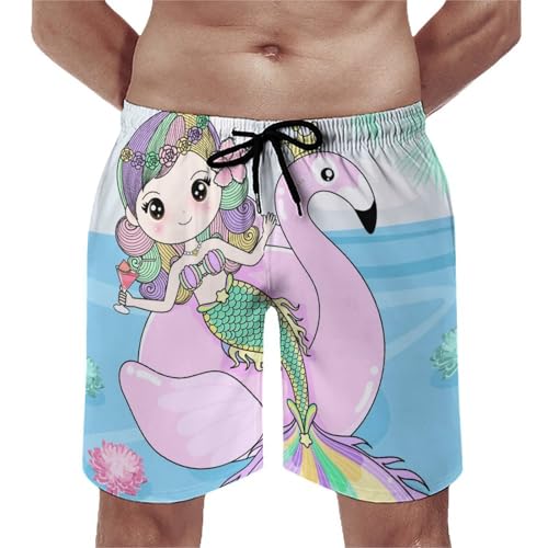 Pantalon court de plage sirène flamingo : short de bain homme pour l'été