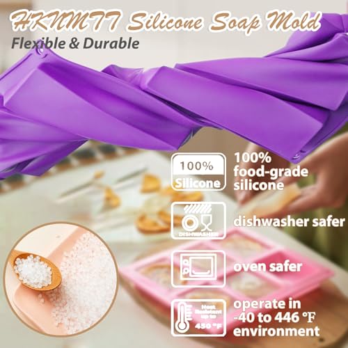 Image of HKNMTT 3Pcs Rectangle Soap Molds 6-Cavity Silicone Mold for Handmade Craft | Food Grade, for Deep Chocolate Bar Rice Krispies Treats Cake Desserts Ice Cube Wax Melts Soap Homemade, Non-Stick BPA Free