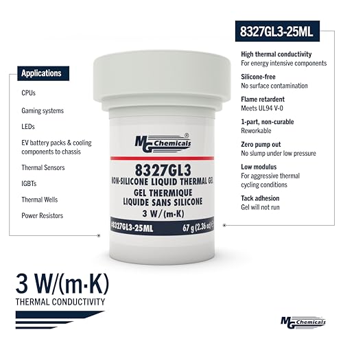 Image of MG Chemicals 8327GL3-25ML Non-Silicone Liquid Thermal Gel 3 W /(m.K), 67g, 1-Part Jar