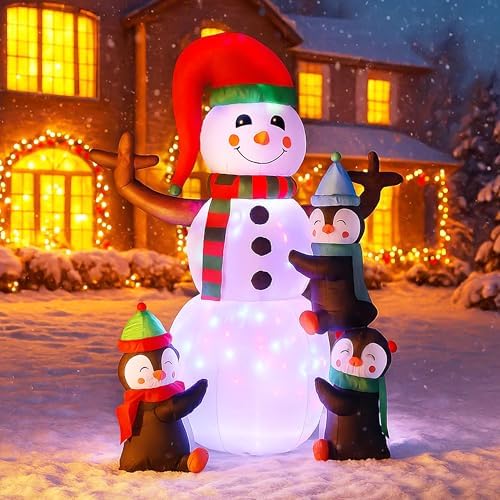 VIVOHOME 6FT Christmas Inflatable Outdoor Decoration, Snowman wit...