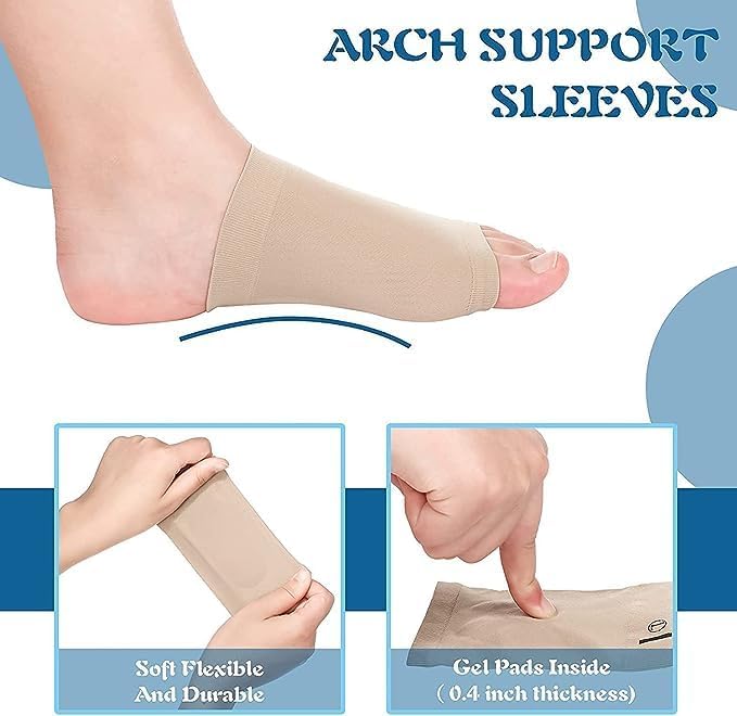 MURTISIDDH Arch Support for Flat Feet Correction Sleeve with Cushion, Plantar Fasciitis Leg Foot Pain Relief, Flat Foot Arch Support for Men & Women 3