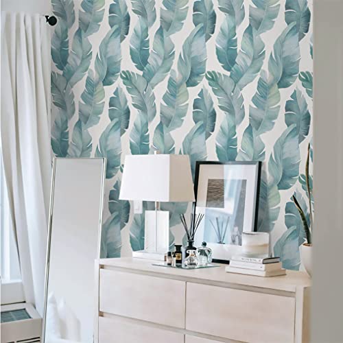 Timeet Tropical Leaf Wallpaper Peel And Stick Wallpaper Self Adhesive Removable Wallpaper Green 15.4In X 118.11In #TOP3