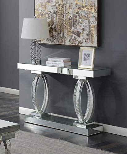 Coaster Home Furnishings Rectangular Shelf Clear Mirror Sofa Table Silver #TOP3