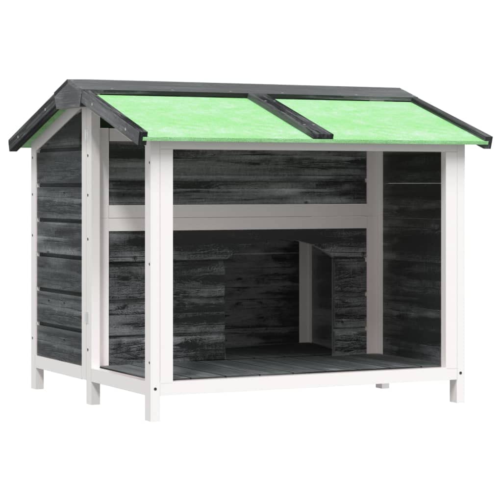 Caseta para perros gris de madera maciza de pino 96 x 87 x 80,5 cm con techo impermeable, gran entrada para jardín, protección y seguridad ideal para perros, cachorros y mascotas
