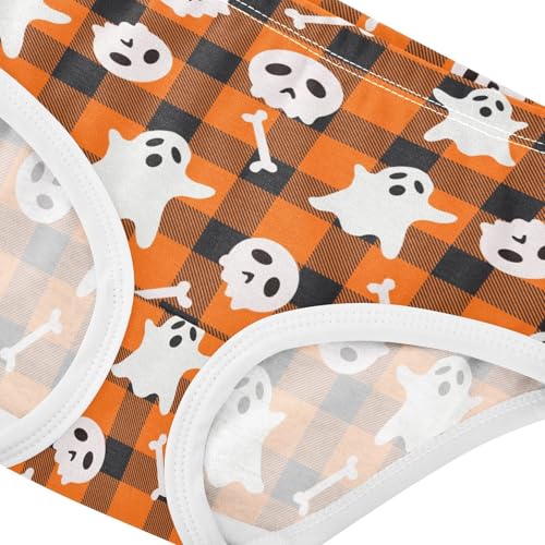 Little Girl Underwear Toddler Panties Kids Undies Halloween Ghost Plaid Soft Cotton Briefs 2T-8Y4