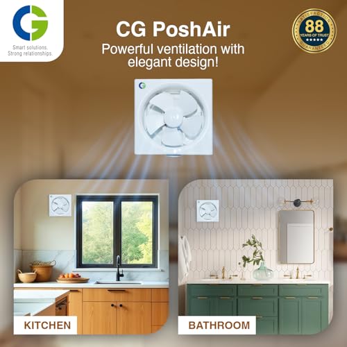 Image of CG PoshAir 150 mm | Exhaust Fan | Rustproof Body | Automatic Back Louver | 100% copper motor | 2-Year Warranty | White