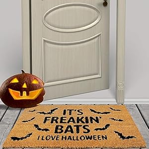 AnyDesign Halloween Coir Outdoor Doormat - Freakin Bats I Love Halloween Door Mat Non-Slip Floor Mats Entrance Door Rug, 16.5 x 29 Inch AnyDesign Halloween Coir Outdoor Doormat Freakin Bats I Love Halloween Door Mat Non Slip Floor Mats Entrance Door Rug 165 x 29 Inch