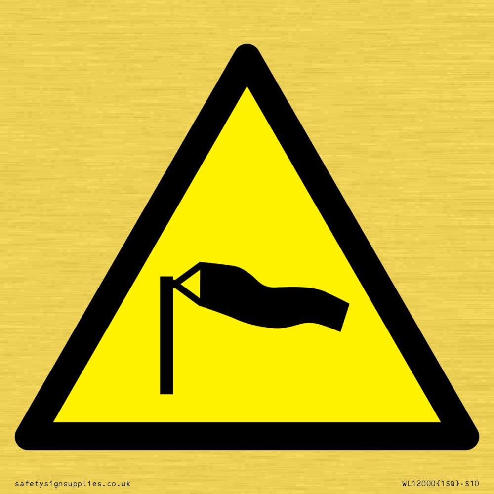 W064 Warning: Strong winds Sign - 100x100mm - S10