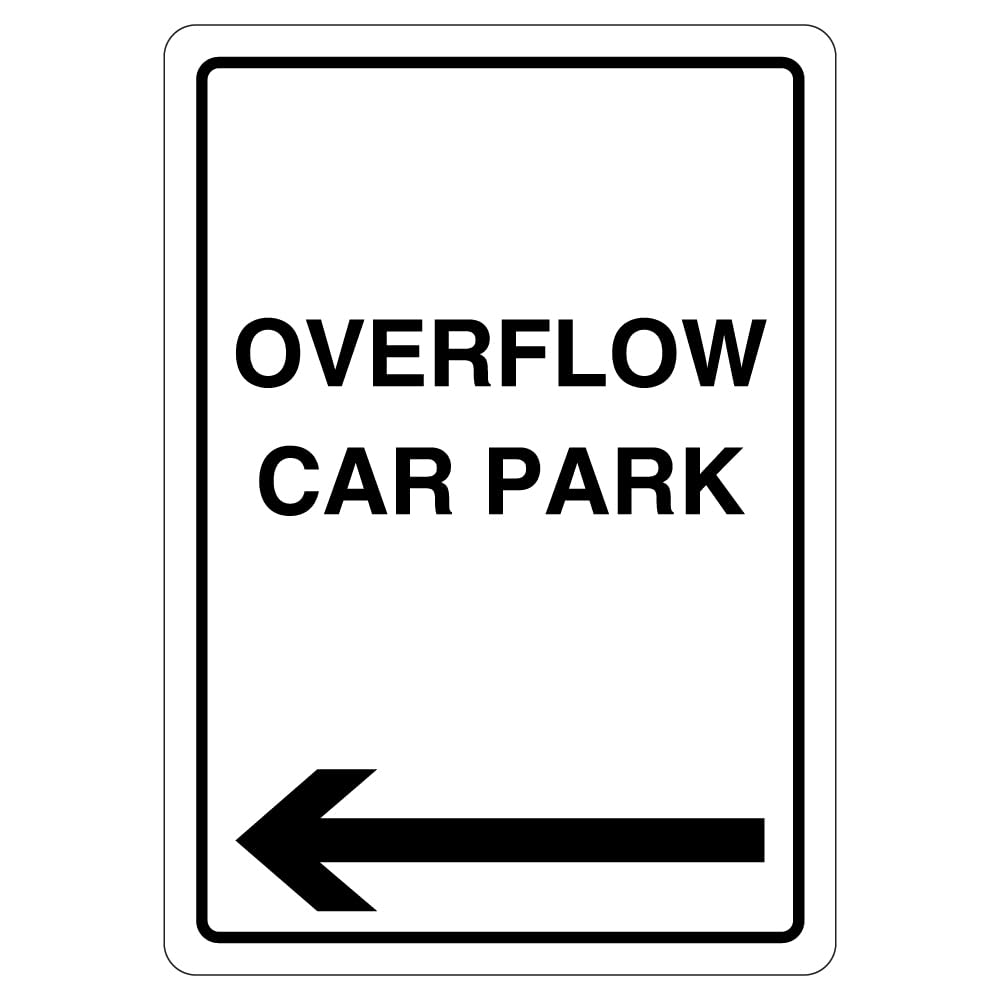 V Safety Overflow Car Park - Arrow Left 210 x 297 mm (A4) - 1mm Rigid Plastic Safety Sign
