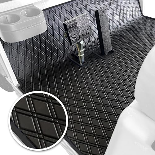 Xtreme Mats Club Car Compatible Golf Cart Mat, Full Coverage Rubber Floor Liner - Fits Club Car DS (1982-2013) and Villager (1982-2018) - All Black