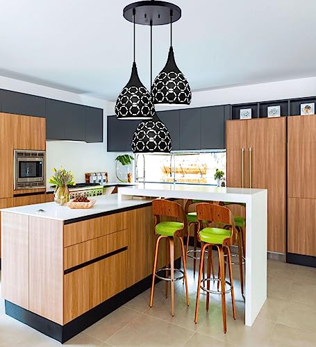 Image of Avior Black Finish Round Cluster Aluminum Dome Hanging Light Pendant Lamp (Model 5)(AC /DC)