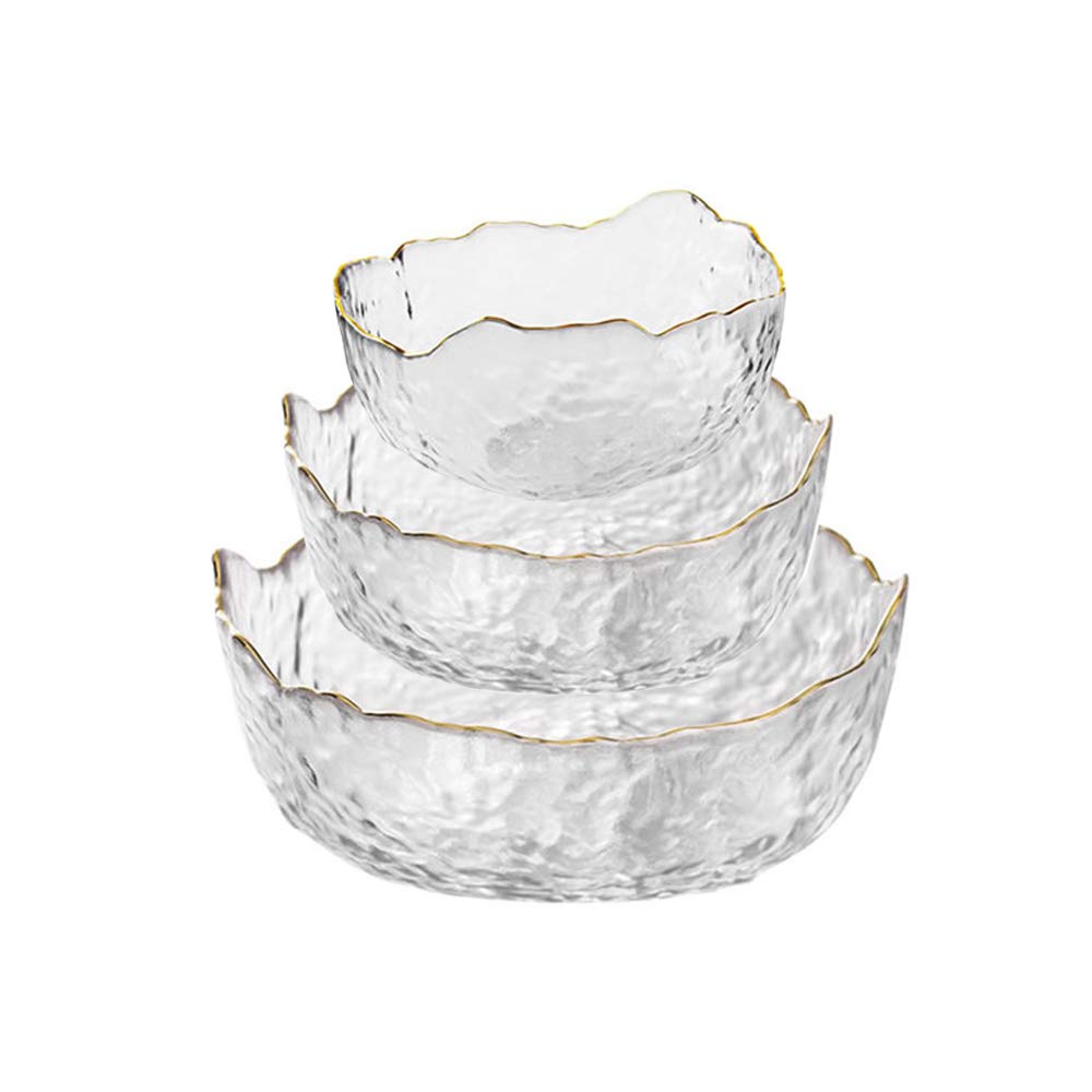 Salatschüssel, Abendessenschüsseln, Ramenschüsseln, Glas-Rührschüssel-Set, 3 Stück Allzweck-Salat-Servierschalen, für Suppe, Popcorn, Snack, Obst, Nudeln, Haferflocken, Frühstück
