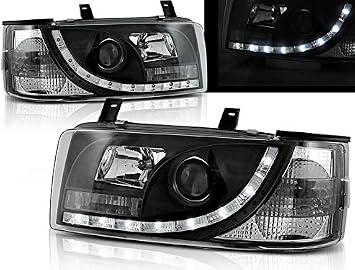 Headlights Compatible with Volkswagen T4 Transporter 1990 1991 1992 1993 1994 1995 1996 1997 1998 1999 2000 2001 2002 2003 RS-1663 Driver And Passenger Set Headlight Lights Car Lamps Headlamps Black