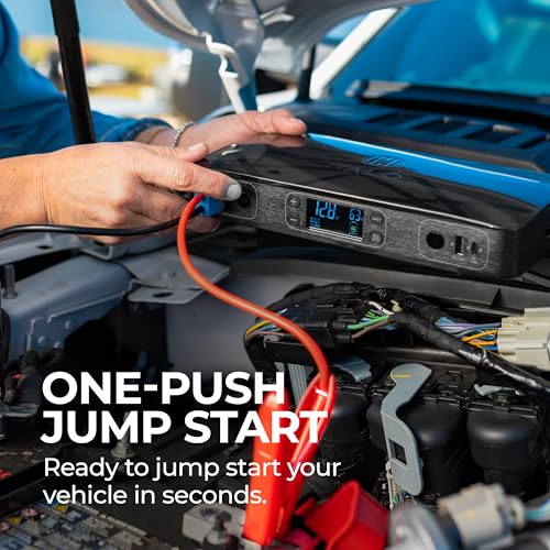 HALO Bolt Ultimate 2 Portable Car Battery Jump Starter | 130 PSI Air Compressor, 55.5Wh USB Power Bank with AC Outlet, Emergency Floodlight & Charger, Jumps Cars SUVs & Trucks, Inflates Tires — Navy - image 3