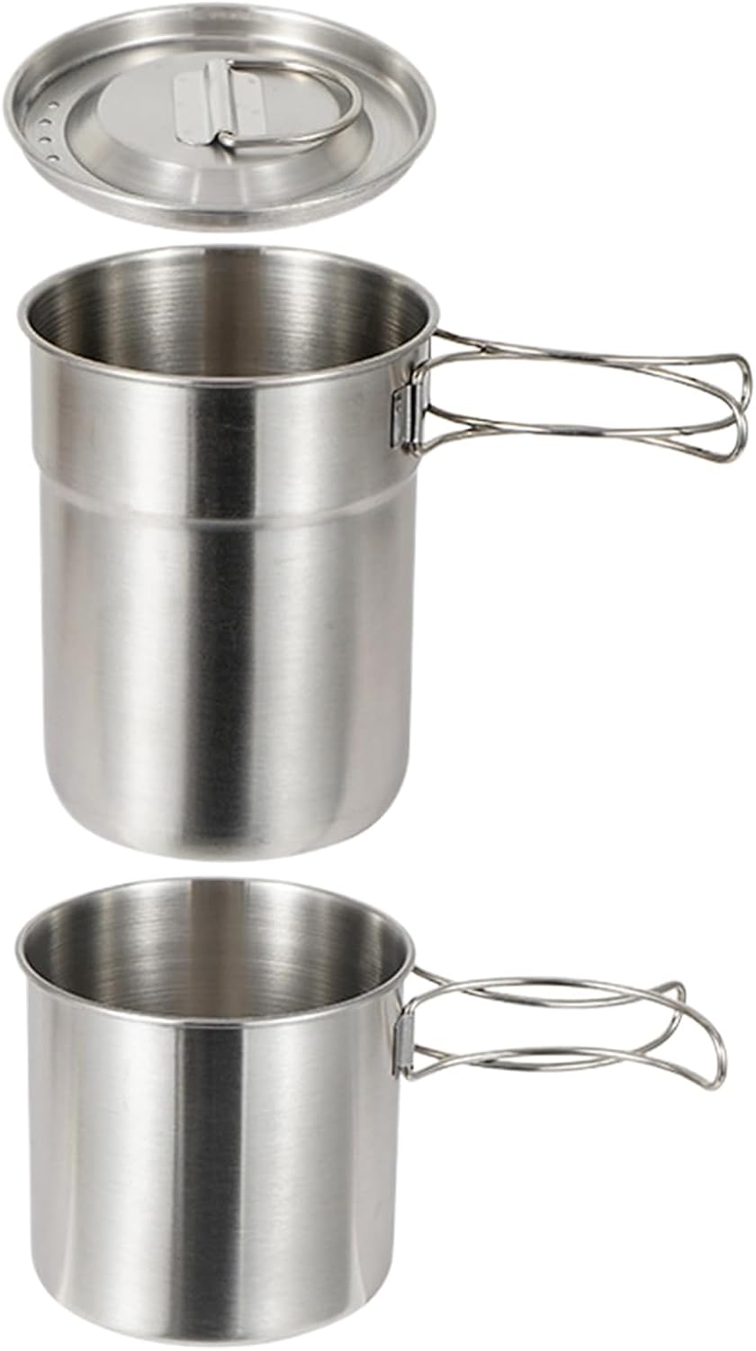 Camping-Kochgeschirr – Edelstahl-Camping- -Set mit leichtem Design, tragbares für Kochausrüstung, Rucksackreisen, Angeln, Wandern oder Picknickausflüge, Reiseabenteuer, 12,7 cm