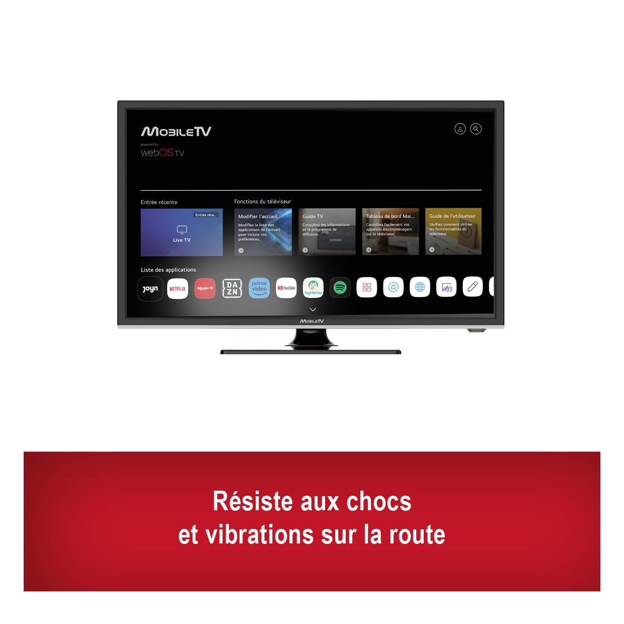Smart WebOS 22'' SD3 (L) - 55 cm - 12V / 24 V / 230V - TV CONNECTE pour Camping Car/Caravanes/WiFi - Bluetooth - Lecteur DVD - Triple Tuner - Garantie 3 Ans