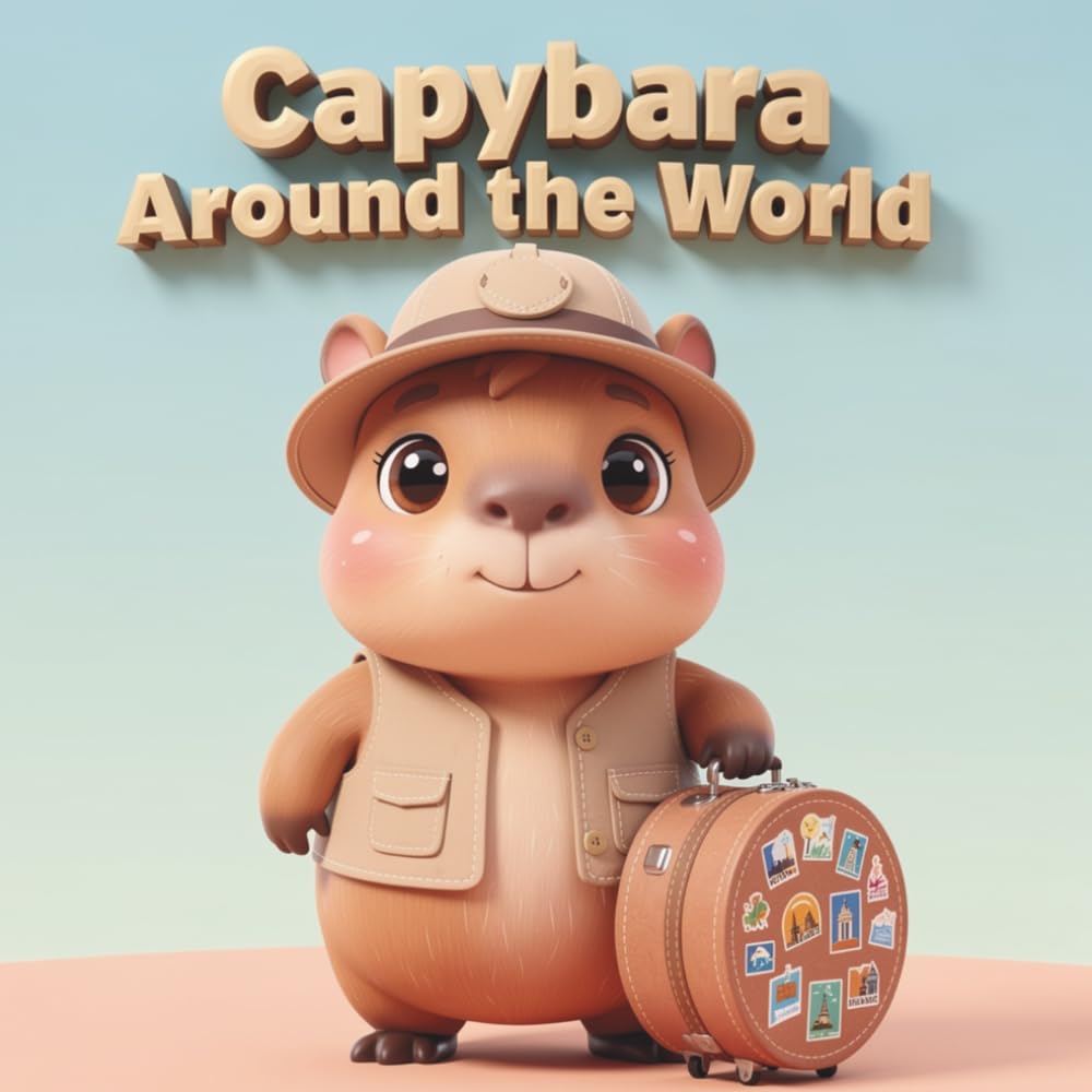 Capybara Around the World: Adorable Travel Adventure Coloring Pages | Kawaii Capybara Explores Paris, Japan, Hawaii, Italy, Africa, Australia and More