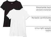 Vista 53 de Yaxa Essentials Camiseta de manga corta con cuello redondo para mujer, de secado rápido, para entrenamiento, gimnasio, paquete múltiple Tinte