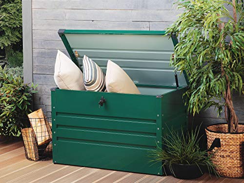 Metall-Gartentruhe 300 l dunkelgrün Kissenbox Auflagenbox für die Terrasse wasserdicht Aufbewahrungsbox Gartenbox Cebrosa – Bild 2