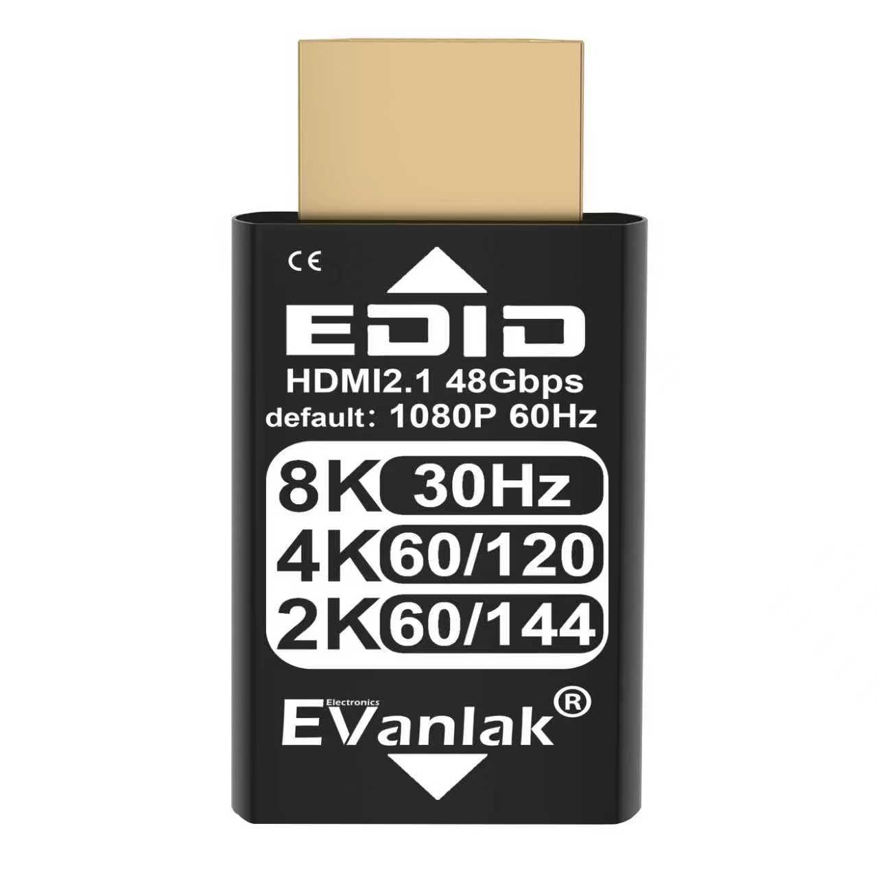 EVanlak 8K 30Hz HDMI Dummy Plug, 4K EDID Emulator Virtual Display Adapter, Headless Ghost HDMI 2.1 Emulator Supports 8K@30Hz / 4K@120Hz / 1440p@144Hz / 1080p@144Hz, Plug & Play Gold Dongle (1-Pack)