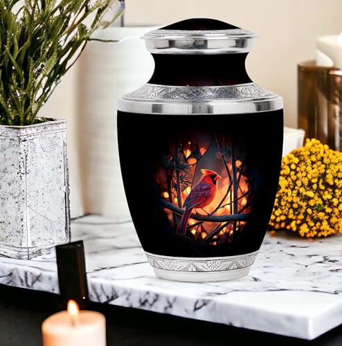 Image of Cardinal Bird Urn - Keepsake Urns for Human Ashes Adult Female Mom - Memorial Funeral Urn - Small Cremation Urns - Combo of 10 Inch & 3 Inch