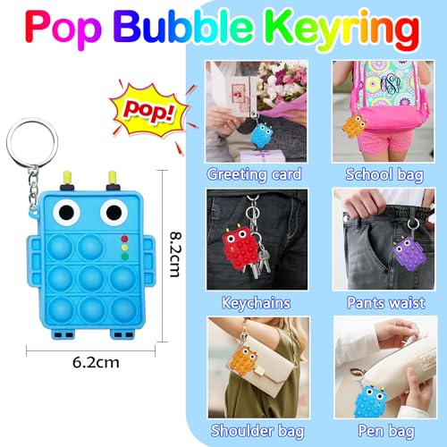 Steemjoey 4 Stück Pop Push It Fidget Toy, Mini Silikon Spielzeug mit Schlüsselanhänger Toys, Poppet Bubble Finger Toys Autismus ADHS Squeeze Toys Stress Reliever Anti-Angst für Kinder Erwachsene