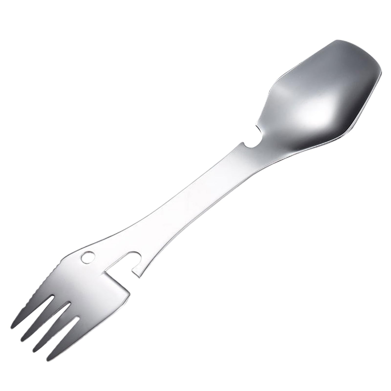 ulafbwur Camping Spoon Stainless Steel Fork Mirror Surface 4-in-1 Food Grade Universal Fork Spoon Cutter Bottle Opener Camping Utensil Restaurant