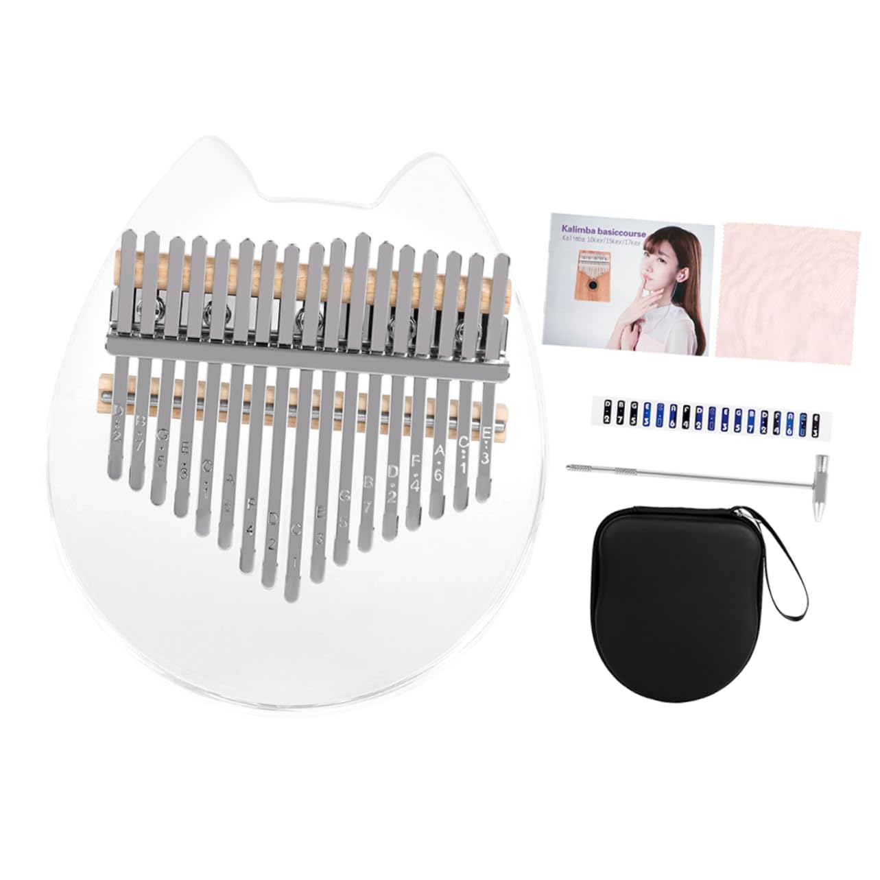 ERINGOGO 17-tone Crystal Kalimba Thumb Piano Acrylic Finger Piano for Boys and Girls Easy to Play Music Instrument