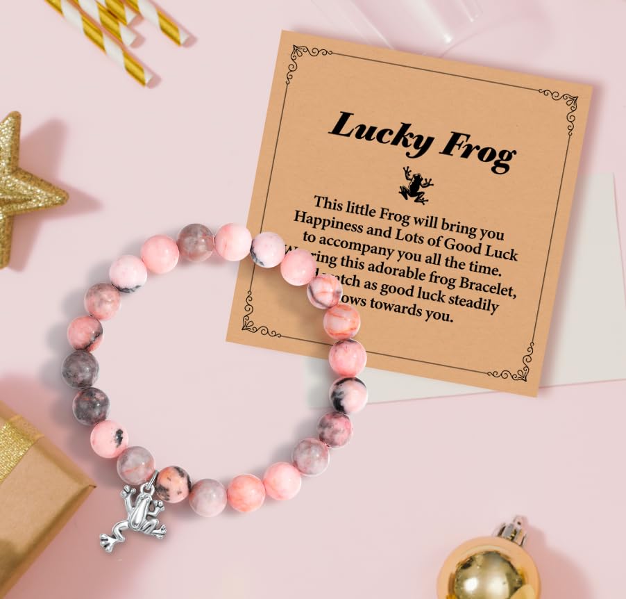 Lucky Frog Bracelets for Women Mom Friends Aunt Grandma,Best 2025 Lucky Healing Stone Bracelets Gifts for Birthday Christmas Morther Day Graduation-903