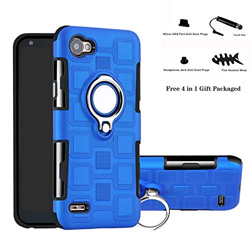 Labanema LG Q6 Funda, 360 Rotating Ring Grip Stand Holder Capa TPU + PC Shockproof Anti-rasguños teléfono Caso protección Cáscara Cover para LG Q6 / Q6 Plus / Q6 Mini - Azul
