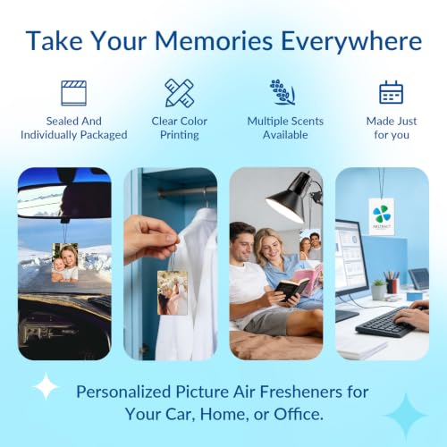 Image of Custom Air Fresheners with Picture for Car | Personalized Photo Gifts; Double-Sided Print; Hanging Ornament; Scent Choice Available; Rectangle Shape