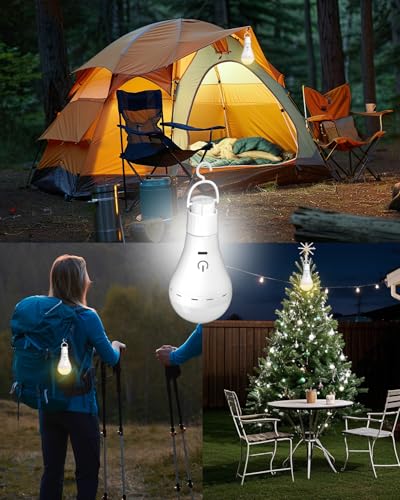 Image of Rechargeable Light Bulbs with Remote Control, 3 Color + 10%-100% Dimmable Battery Light Bulb, USB Rechargeable Light Bulb with Touch Control B22 A70 LED for Indoor /Outdoor /Camping(4 Pack)