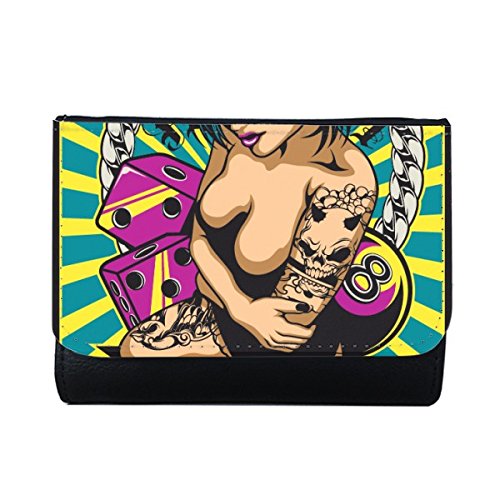 Porte-cadeau en cuir synthétique robuste avec illustration artistique lady finie
