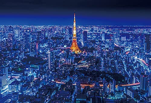 Amazon.co.jp: 風景 青の世界 東京夜景メタルプレート 壁掛け 金属