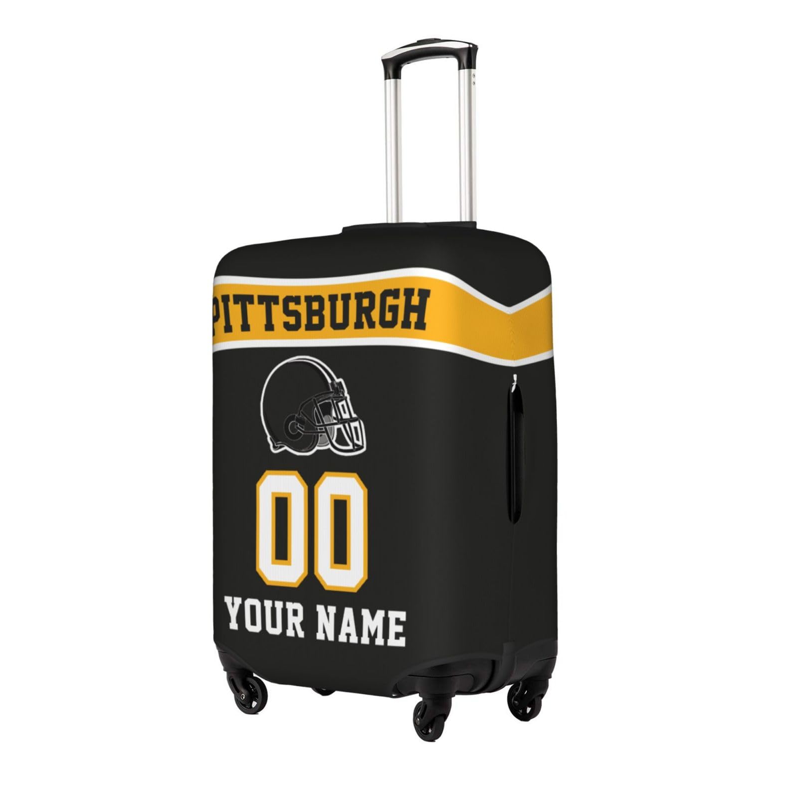 Custom Sport Luggage Cover Personalized Football Style Suitcase Cover with Name Number Customized Washable Elastic Travel Suitcase Protector for Business Vacation Gifts, Yellow
