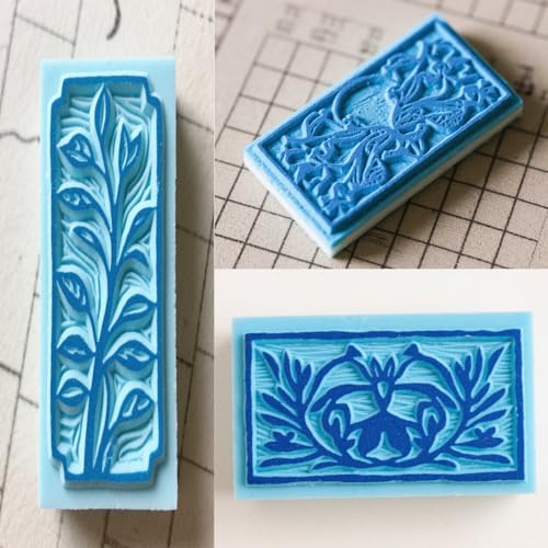 Image of ZOENHOU 20 Pcs 4 inch x 6 inch Blue Rubber Carving Blocks, Linoleum Blocks for Printmaking,Soft Rubber Crafts Rubber Stamping Blanks