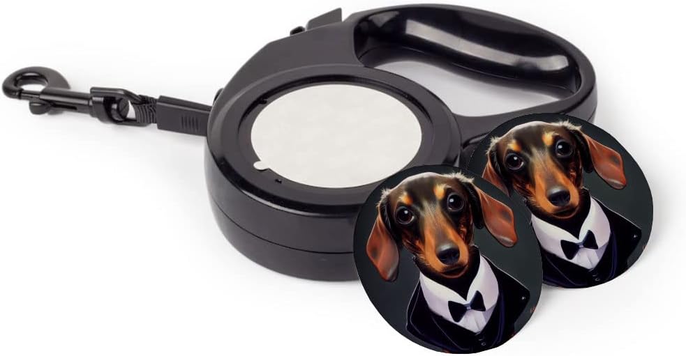 Funny Dachshund Art Retractable Pet Leash - Colorful Leash - Dog Art Dog Leash - 118 inches