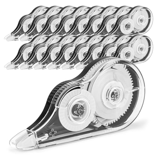 JEFURE 16 Stück Korrekturroller Set 12m x 5mm Korrekturmaus Korrekturband mit Schutzkappe und Kleberoller Klebemaus für Büro Schuler und Zuhause (Weiß)